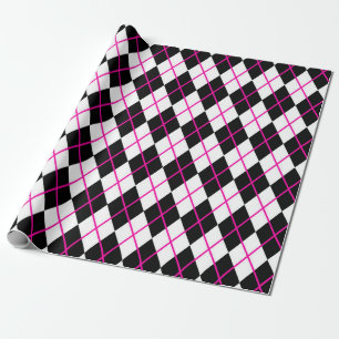 Pink & Black Diamond Shape Design Wrapping Paper