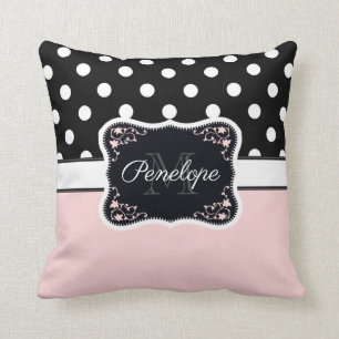 Pink & Black Dots Cushion