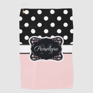 Pink & Black Dots Golf Towel