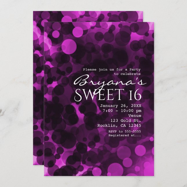 Pink & Black Dots Modern Chic Party Invitations (Front/Back)