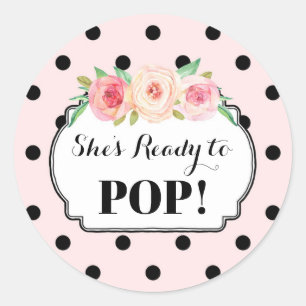 Pink Black Dots She's Ready to Pop Favour Tags