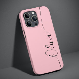 Pink Black Elegant Calligraphy Script Name iPhone 14 Case