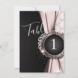 Pink & Black Elegant Luxury Wedding Table Number