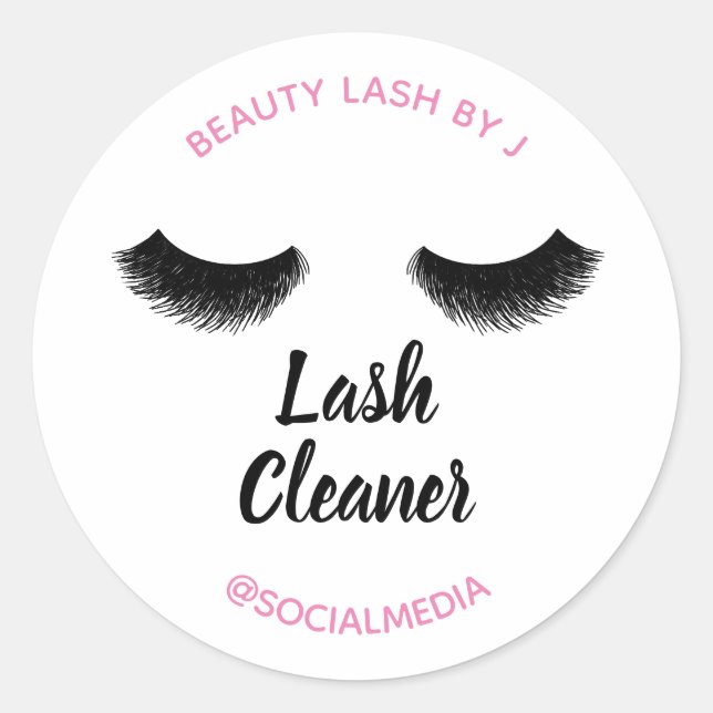 Pink Black Eyelash Extension Cleaner Shampoo Label (Front)