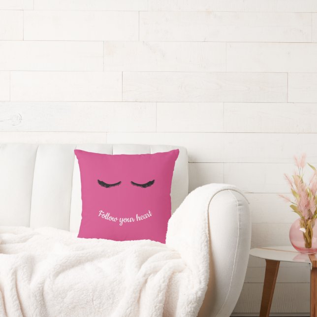 Pink Black Eyelashes Glam Birthday Cushion (Couch)