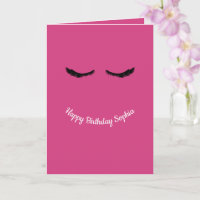 Pink Black Eyelashes Glam Personalised Birthday