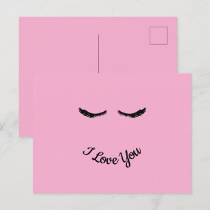 Pink Black Eyelashes Glam Personalised  Postcard