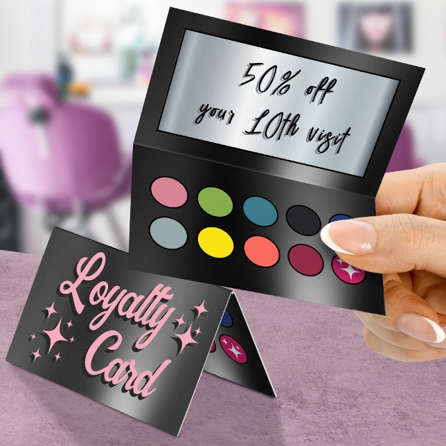 Pink black eyeshadow palette folded loyalty card (Creator Uploaded)