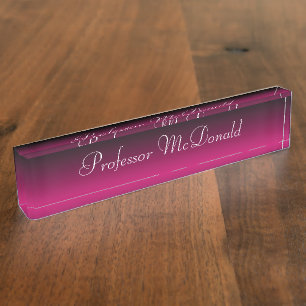 Pink black fade custom desk nameplate