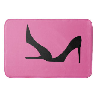 Pink Black Fashion High Heel Pumps Girly Bath Mat