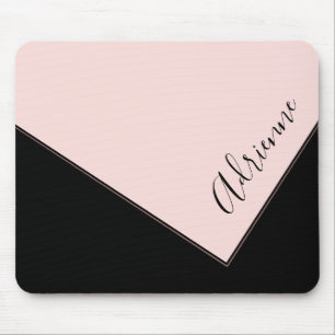 Pink & Black Faux Fold Over Personalised Mouse Mat