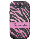 Pink & Black Faux Glitter Zebra Animal Print