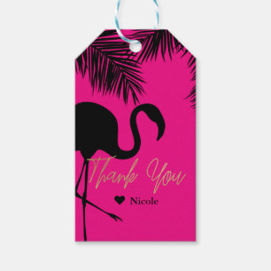 Pink & Black Flamingo & Palm Party Favour Custom Gift Tags