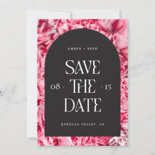 Pink & Black Floral Arch Retro Modern Font  Save The Date