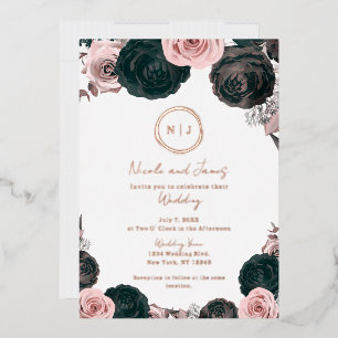 Pink & Black Floral Glam Modern Wedding Photo