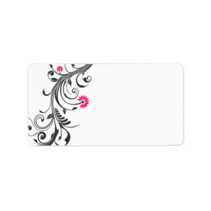 Pink Black Floral Wedding Blank Address Label