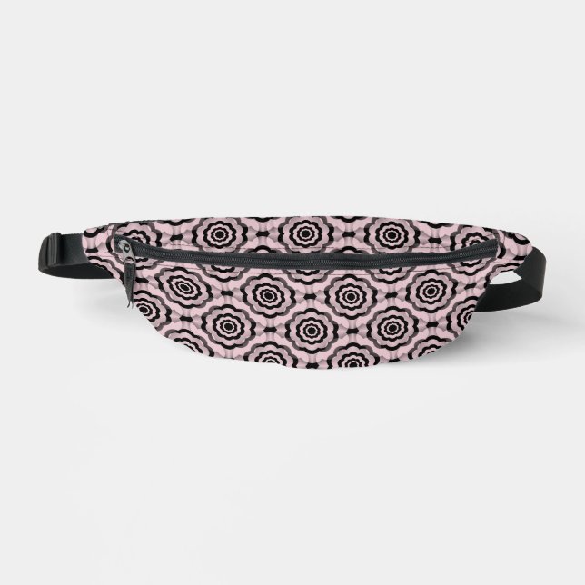 Pink Black Flower Seamless Pattern Bum Bags (Front)