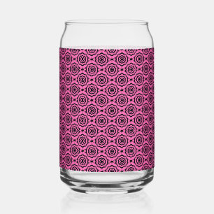 Pink Black Flower Seamless Pattern Can Glass