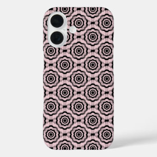 Pink Black Flower Seamless Pattern iPhone 16 Case