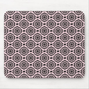 Pink Black Flower Seamless Pattern Mouse Mat