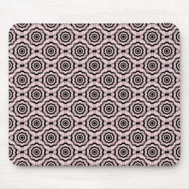 Pink Black Flower Seamless Pattern Mouse Mat (Front)