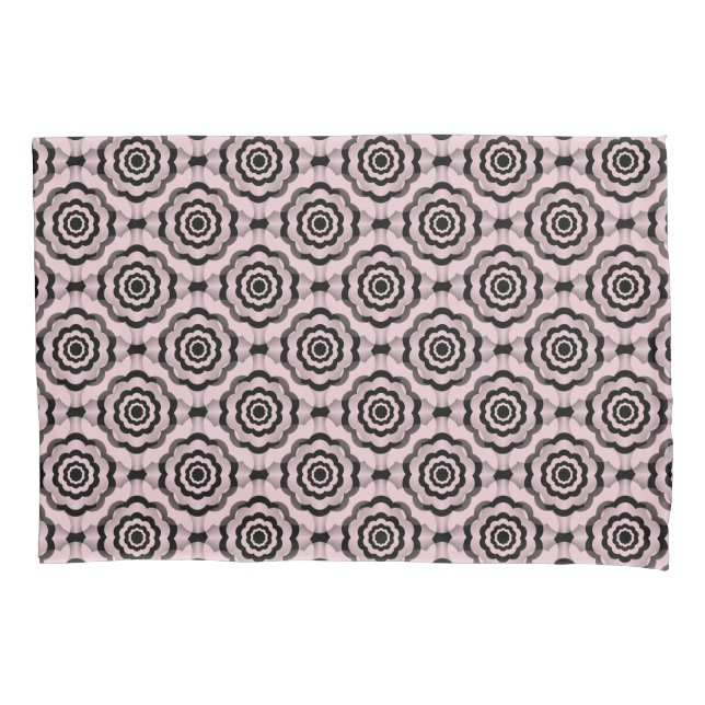 Pink Black Flower Seamless Pattern Pillowcase (Front)