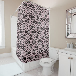 Pink Black Flower Seamless Pattern Shower Curtain
