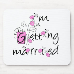 Pink/Black Flowers Getting Married Mouse Mat