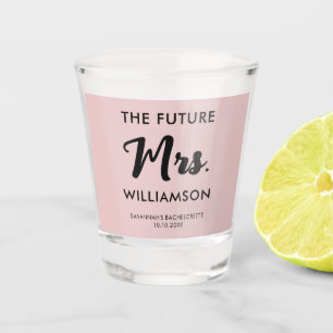 Pink Black Future Mrs Last Name Bachelorette Party Shot Glass