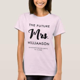 Pink Black Future Mrs Last Name Bachelorette Party T-Shirt