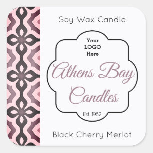 Pink & Black Geometric Candle Product Label
