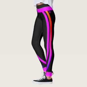 Pink Black Geometric Design Modern Pattern Leggings