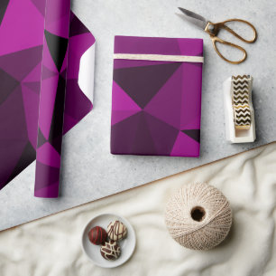 Pink black geometric mesh pattern wrapping paper