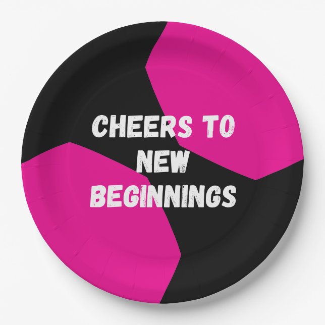Pink Black Geometric Paper Plate (Front)