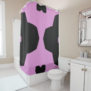 Pink Black Geometric Shower Curtain