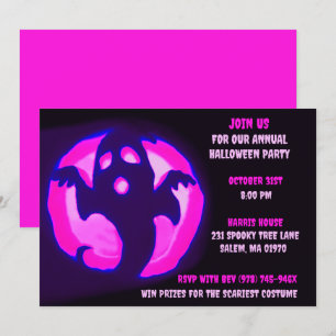 Pink Black Ghost  Spooky Halloween Ghostly Party Invitation