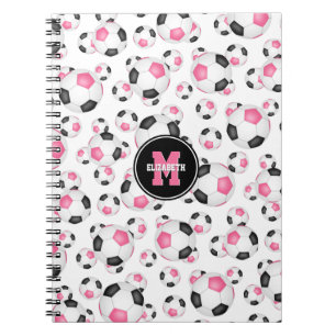 pink black girly sports pattern soccer  notebook