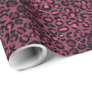 Pink Black Glam Leopard Print Wrapping Paper