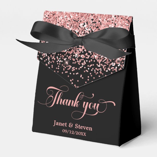 Pink Black glitter favour box (Front Side)