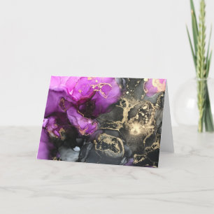 Pink Black Gold Celestial Heavens Blank Notecard