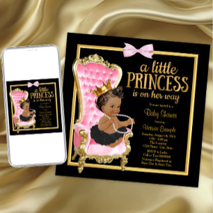 Pink Black Gold Chair Ethnic Princess Baby Shower Invitation