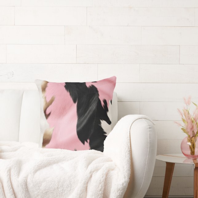 Pink Black Gold Cowhide Cushion (Couch)