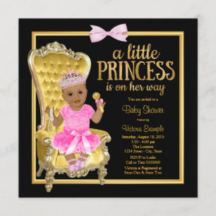 Pink Black Gold Ethnic Princess Baby Shower Invitation