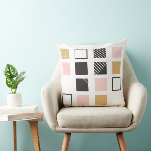 Pink Black Gold Geometric Abstract Cushion
