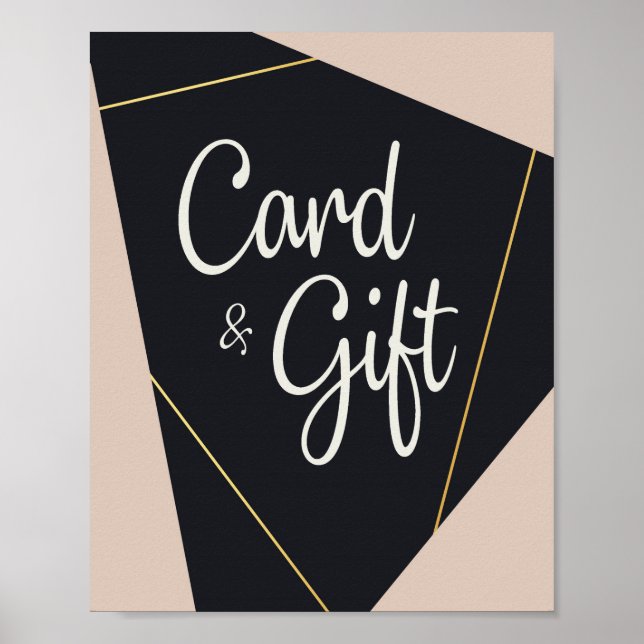 Pink black & gold geometric Cards &Gifts Poster (Front)