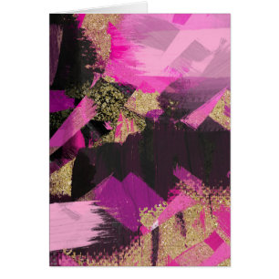 Pink Black Gold Glitter Modern Brush Glam Grunge