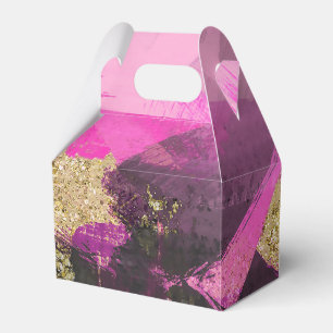 Pink Black Gold Glitter Modern Brush Glam Grunge Favour Box