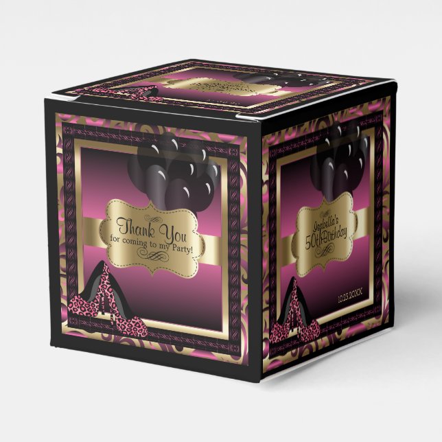 Pink, Black & Gold Metallic - 00th Birthday Favour Box (Front Side)