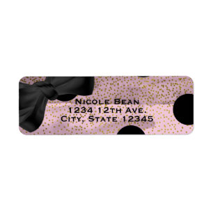 Pink Black & Gold Polka Dots Chic Bow Glam Party