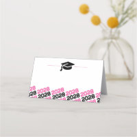 Pink & Black Graduation Cap Folding Label, Food or